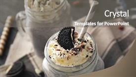  Presentation with dessert - PPT theme enhanced with frappe - delicious milk dessert with sweets background and a gray colored foreground