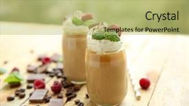  Presentation with chocolate milk - PPT theme having frappe - tasty milk shake cocktails background and a yellow colored foreground