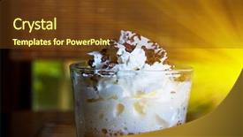 Presentation with coffee and sweet chocolate brownies - Beautiful PPT theme featuring frappuccino - coffee mocha with whipped cream backdrop and a tawny brown colored foreground