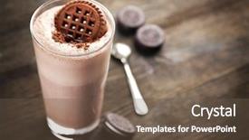  Presentation with cookie - PPT theme featuring frappuccino - delicious milk shake cocktail background and a tawny brown colored foreground