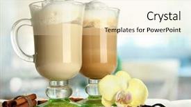  Presentation with fragrant - Cool new presentation theme with frappuccino - fragrant coffee latte in glasses backdrop and a lemonade colored foreground
