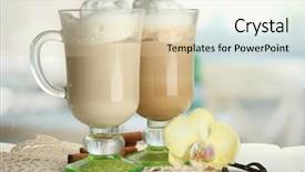  Presentation with fragrant - Presentation design enhanced with frappuccino - fragrant coffee latte in glasses background and a lemonade colored foreground
