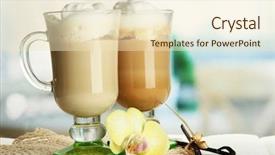  Presentation with fragrant - Theme consisting of frappuccino - fragrant coffee latte in glasses background and a lemonade colored foreground