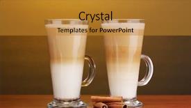  Presentation with fragrant - Amazing PPT layouts having frappuccino - fragrant offee latte in glass backdrop and a gold colored foreground