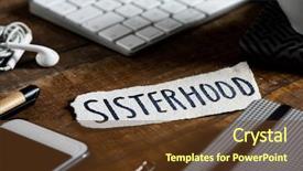  Presentation with notebook paper - Amazing slide set having fraternity - closeup of the text sisterhood backdrop and a tawny brown colored foreground