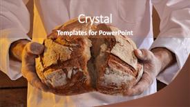  Presentation with bread - PPT layouts with fraternity - cook holding fresh bread baker background and a red colored foreground
