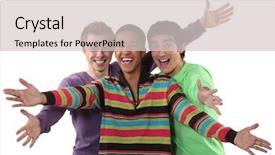  Presentation with virile young men - PPT theme having fraternity - ecstatic young men background and a light gray colored foreground