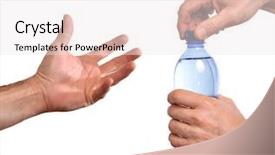  Presentation with mineral - Audience pleasing PPT theme consisting of fraternity - giving mineral water bottle backdrop and a sky blue colored foreground