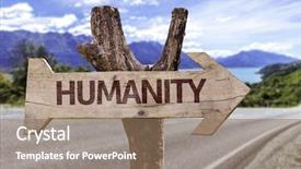  Presentation with humanity - PPT theme enhanced with fraternity - humanity wooden sign background and a coral colored foreground