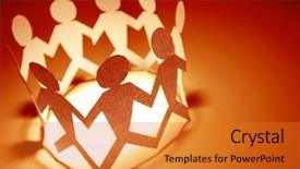  Presentation with doll paper - Slides having fraternity - paper doll people holding hands background and a  colored foreground