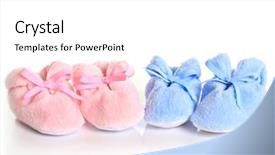  Presentation with pink blue - PPT layouts featuring fraternity - pink and blue baby booties background and a white colored foreground