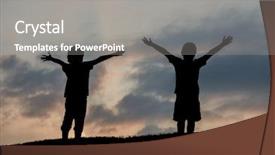  Presentation with two small brothers - Theme with fraternity - silhoutte of two brothers enjoying background and a gray colored foreground