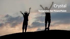  Presentation with two small brothers - Cool new slides with fraternity - silhoutte of two brothers enjoying backdrop and a gray colored foreground