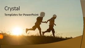  Presentation with freedom - Cool new presentation with fraternity - silhoutte of two brothers enjoying backdrop and a soft green colored foreground