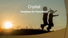  Presentation with two small brothers - Beautiful slides featuring fraternity - silhoutte of two brothers enjoying backdrop and a mint green colored foreground