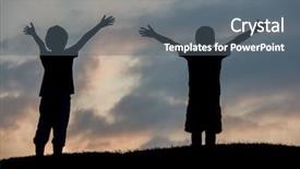  Presentation with two small brothers - Theme having fraternity - silhoutte of two brothers enjoying background and a gray colored foreground