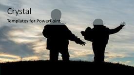  Presentation with two small brothers - Audience pleasing PPT layouts consisting of fraternity - silhoutte of two brothers enjoying backdrop and a light gray colored foreground