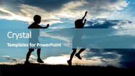  Presentation with two small brothers - PPT layouts enhanced with fraternity - silhoutte of two brothers enjoying background and a teal colored foreground