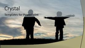  Presentation with two small brothers - Slide deck with fraternity - silhoutte of two brothers enjoying background and a light gray colored foreground