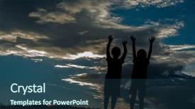  Presentation with two small brothers - Colorful slides enhanced with fraternity - silhoutte of two brothers enjoying backdrop and a ocean colored foreground