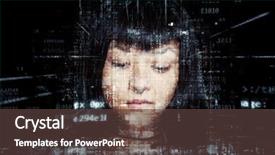  Presentation with cyber - Cool new PPT layouts with fraud - composition of woman backdrop and a tawny brown colored foreground