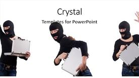  Presentation with espionage - Beautiful PPT theme featuring fraud - industrial espionage concept with person backdrop and a white colored foreground