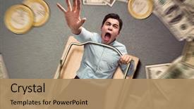  Presentation with sky diving man falling - Slide deck having fraud - man in a mouse trap background and a coral colored foreground