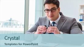  Presentation with report - PPT layouts with fraud - man looking for errors background and a light blue colored foreground