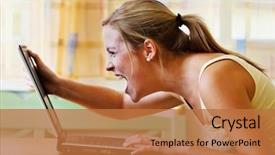  Presentation with hardware computer - PPT layouts featuring fraud - woman angry over your computer background and a coral colored foreground