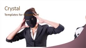  Presentation with hypocrisy - PPT layouts featuring fraud - woman with mask in hypocrisy background and a cream colored foreground