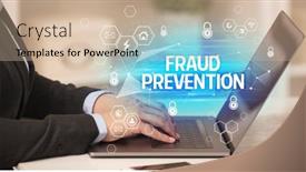  Presentation with fraud prevention - Audience pleasing PPT theme consisting of fraud-prevention-inscription-on-laptop backdrop and a soft green colored foreground