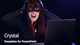  Presentation with computer hacker - PPT theme having fraud risk - hacker steals information from computer background and a black colored foreground