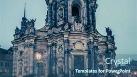  Presentation with city church - Slide deck having frauenkirche-church-in-dresden-city background and a ocean colored foreground