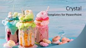 Presentation with cotton candy - Beautiful presentation theme featuring freakshakes with donuts and candy backdrop and a light blue colored foreground