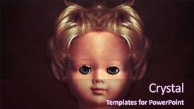  Presentation with creepy doll - Amazing presentation theme having freaky - creepy doll face backdrop and a wine colored foreground
