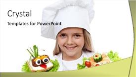  Presentation with kid chef - Slide deck enhanced with freaky - happy smiling chef kid background and a white colored foreground