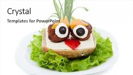  Presentation with meatball - Colorful presentation theme enhanced with freaky - meatball eyed onion haired creative backdrop and a white colored foreground