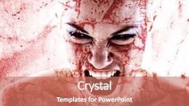  Presentation with nineteenth century woman - Amazing PPT theme having freaky - portrait of a bloodstained woman backdrop and a coral colored foreground