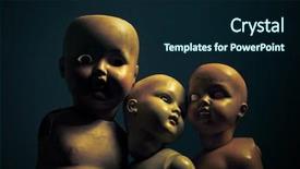  Presentation with creepy - Slides having freaky - three creepy dolls background and a wine colored foreground