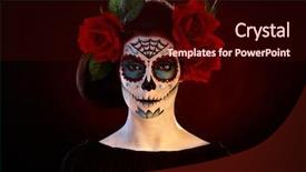  Presentation with halloween - Beautiful theme featuring freaky - woman in professional halloween santa backdrop and a wine colored foreground