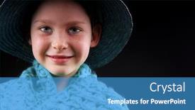  Presentation with straw - Amazing presentation theme having freckle faced young girl in straw hat and cape backdrop and a teal colored foreground