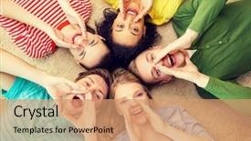  Presentation with diversity students friends happiness concept - Cool new presentation theme with carpet free - education and happiness concept backdrop and a coral colored foreground