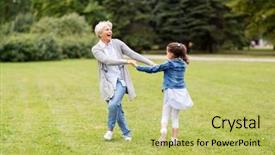  Presentation with free family - Cool new presentation theme with free - family leisure and people concept backdrop and a yellow colored foreground