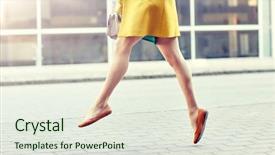  Presentation with pavement - Slide deck with shoes free - fashion and people concept background and a  colored foreground