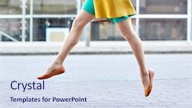  Presentation with pavement - PPT theme featuring shoes free - fashion and people concept background and a sky blue colored foreground