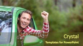  Presentation with free energy - Beautiful presentation theme featuring free - green energy biofuel electric car backdrop and a tawny brown colored foreground