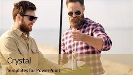  Presentation with people - Cool new slide set with seafood free - leisure and people concept backdrop and a yellow colored foreground