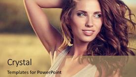  Presentation with golden woman - Theme having free - portrait of a woman background and a coral colored foreground