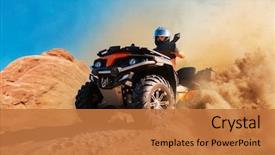  Presentation with bike - Audience pleasing theme consisting of free - quad bike in dust cloud backdrop and a coral colored foreground