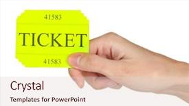  Presentation with ticket - Audience pleasing presentation theme consisting of numbers free - woman's hand holding a colorful backdrop and a lemonade colored foreground